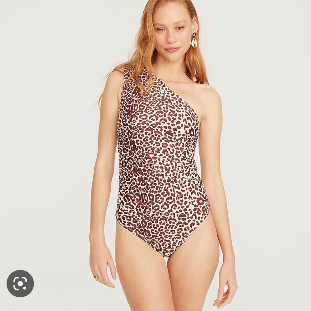 J. Crew one shoulder leopard one piece swimsuit